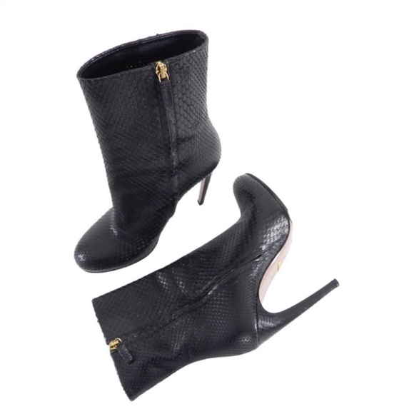 Gucci Black Python Booties Size 38.5 - Picture 2 of 7